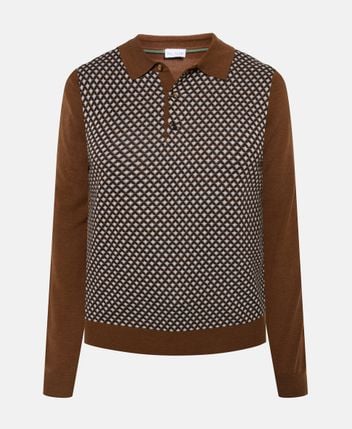 Wool-blend knitted polo shirt