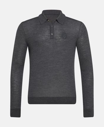 Woolen long-sleeved polo