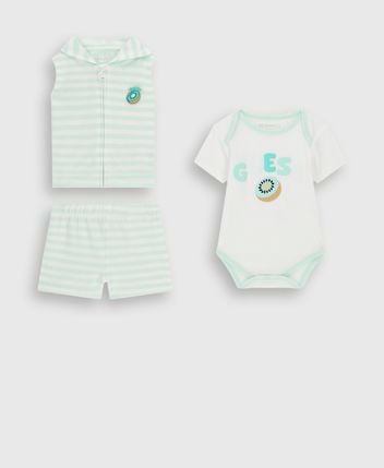 Sweatshirt, shorts, and body set