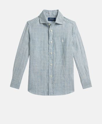Linen longsleeved poloshirt
