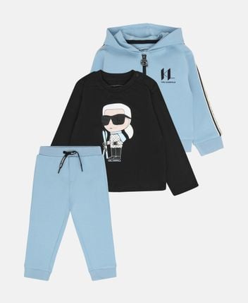 Set of sweater jacket, shirt and trousers
