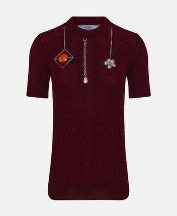 Short-sleeved wool pullover
