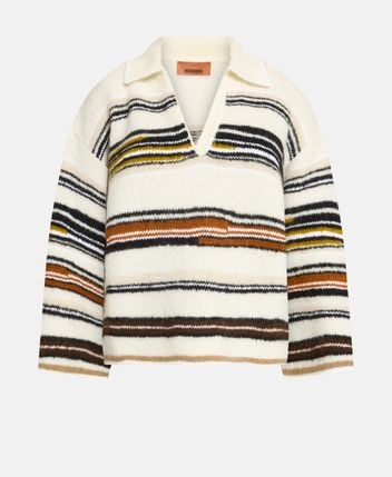Wool-blend knitted polo shirt