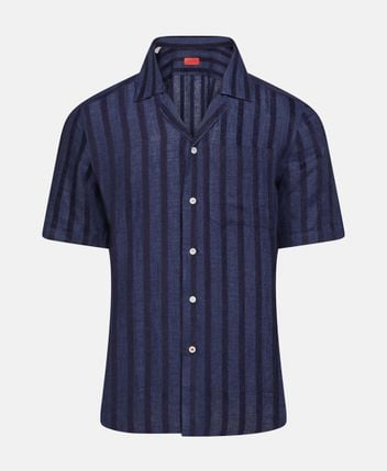 Linen-blend short sleeved shirt