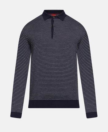 Wool-blend knitted polo shirt