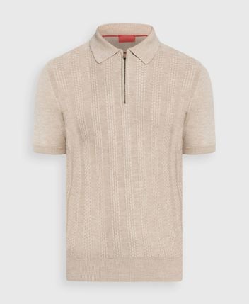 Wool-blend knitted polo shirt