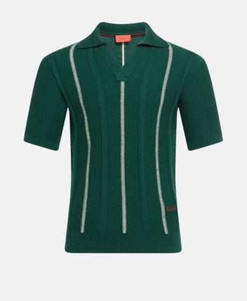 Cashmere-blend knitted polo shirt