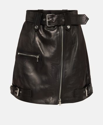 Leather mini-skirt