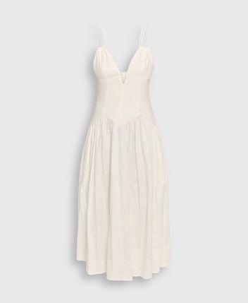 Linen-blend dress