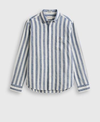 Linen-blend long-sleeved shirt - regular fit
