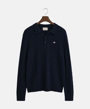 Woolen long-sleeved polo