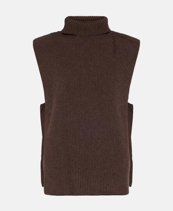 Sleeveless rollneck wool jumper