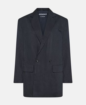 Linen-blend blazer