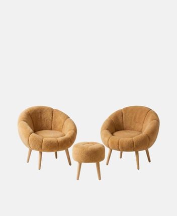 Chair and pouffe set Lida