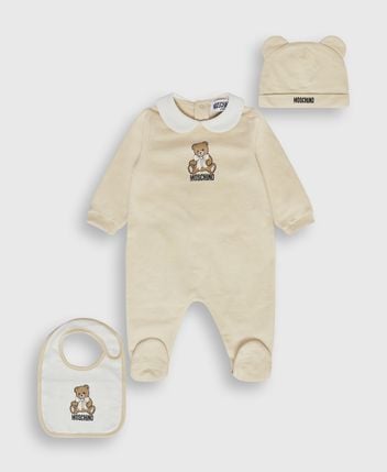 Romper, bib & beanie set