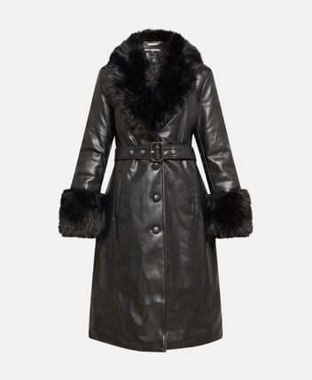 Leather-look trench coat