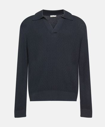 Cashmere-blend knitted polo shirt