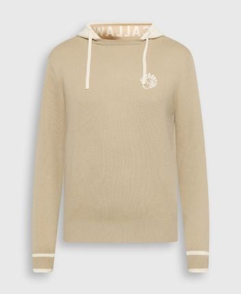 Wool-blend hooded knit jumper