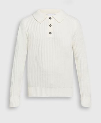 Wool-blend knitted polo shirt