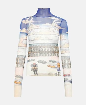 Mesh long-sleeved top