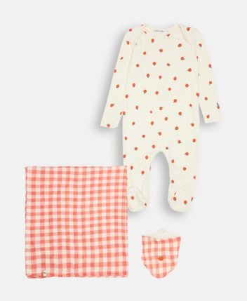 Romper, bib and blanket set
