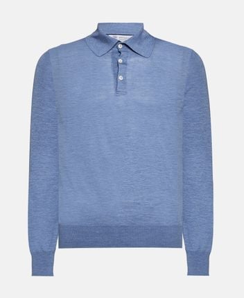 Silk-blend knitted polo shirt