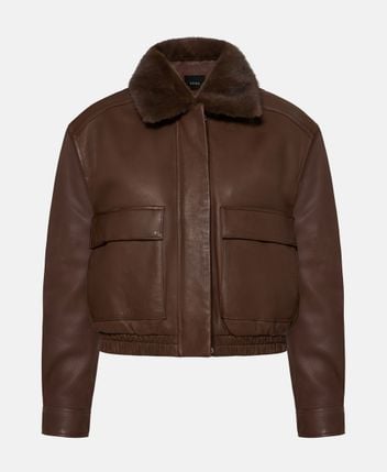 Leather jacket with fur trim Abella