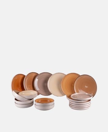 Dinnerware set, 18-piece Sh Of Chocolate Baita Modern