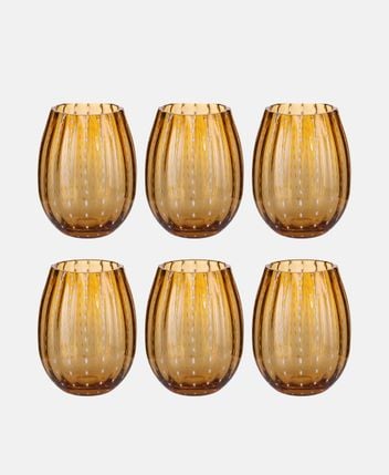 Water glasses, set of 6 Amber
