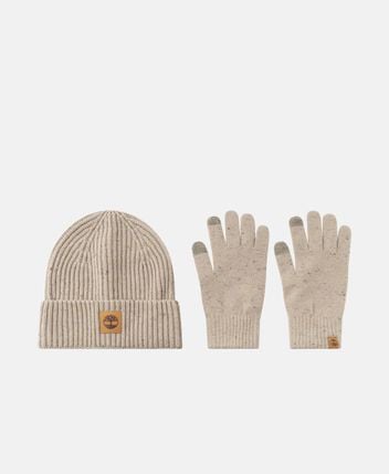 Wool-blend beanie and gloves set