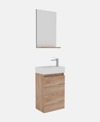Bathroom cabinet with sink and mirror set Conza