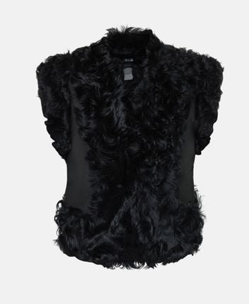 Leather waistcoat with fur trim