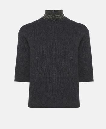 Cashmere short-sleeved pullover