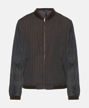 Linen-blend bomber jacket