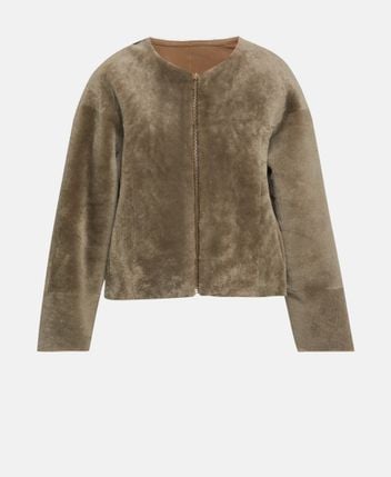 Reversible shearling jacket