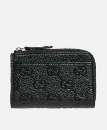 Leather card holder Gg Emblem