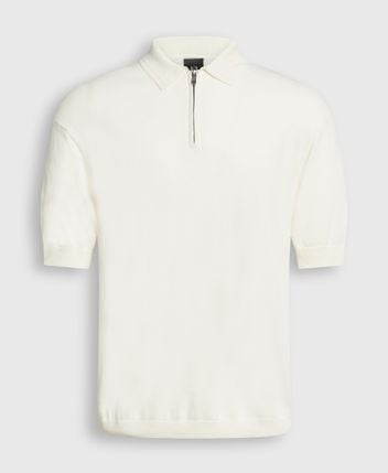 Linen-blend knitted polo shirt