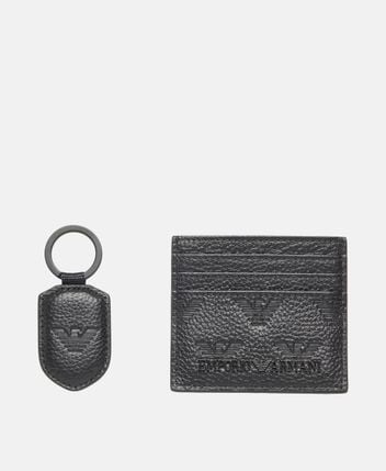 Leather card case and keychain set