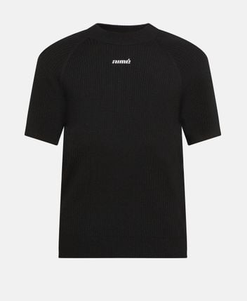 Short-sleeved wool pullover