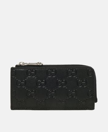Leather card holder Gg Emblem