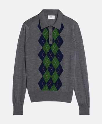 Woolen long-sleeved polo