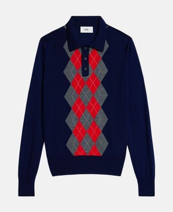 Woolen long-sleeved polo